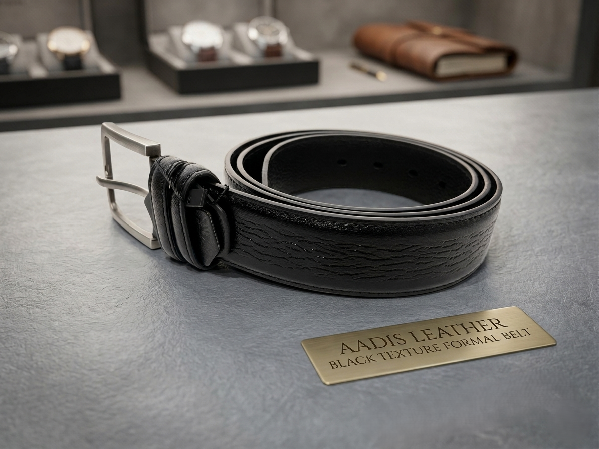 Men's Black Texture Leather Casual Belt
